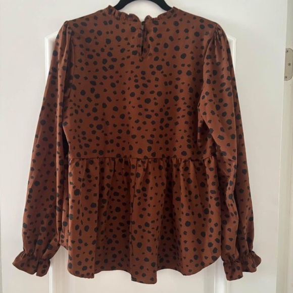 NWOT- Dalmatian Print Peplum Blouse - Picture 3 of 6